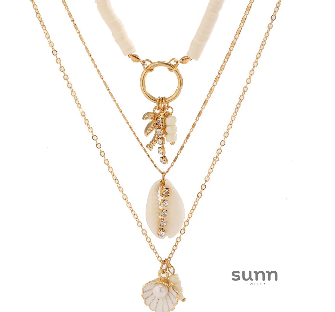 Keanna Boho Shell Layered Necklace Set