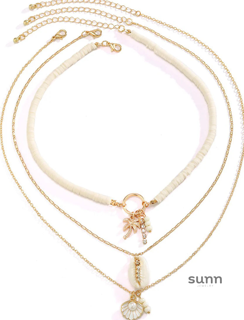 Keanna Boho Shell Layered Necklace Set
