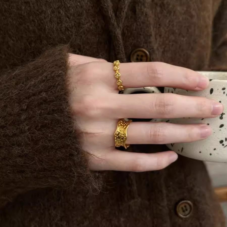 Keara Brushed Gold Stacking Ring [A9FRPLXH]