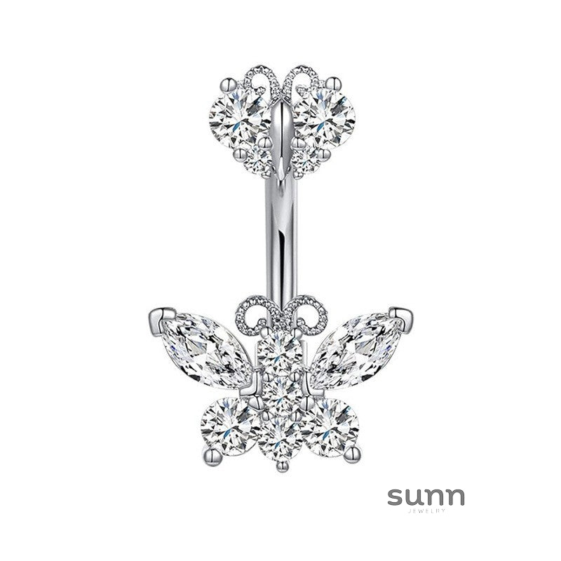 Keely Zircon Bow Navel Ring - 紫色（18k金） [WX1MO2FE]