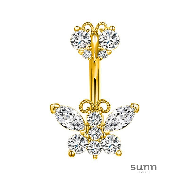 Keely Zircon Bow Navel Ring [4S6H5LX0]