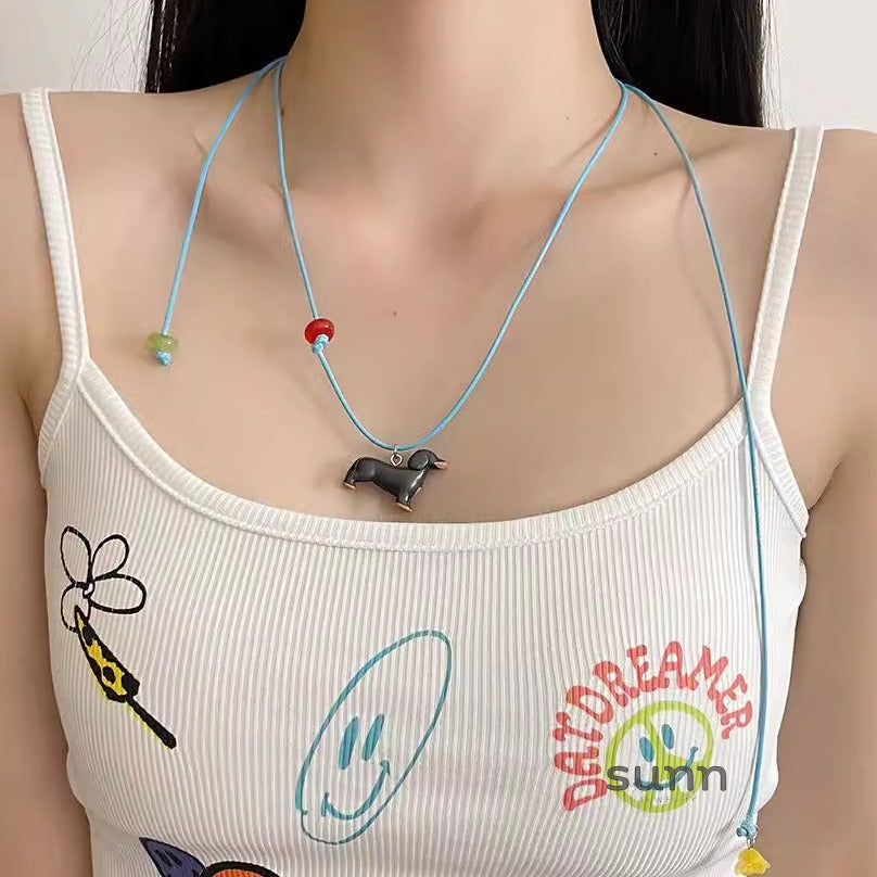 Keilyn Leather Puppy Necklace [ZQKI6I6V]