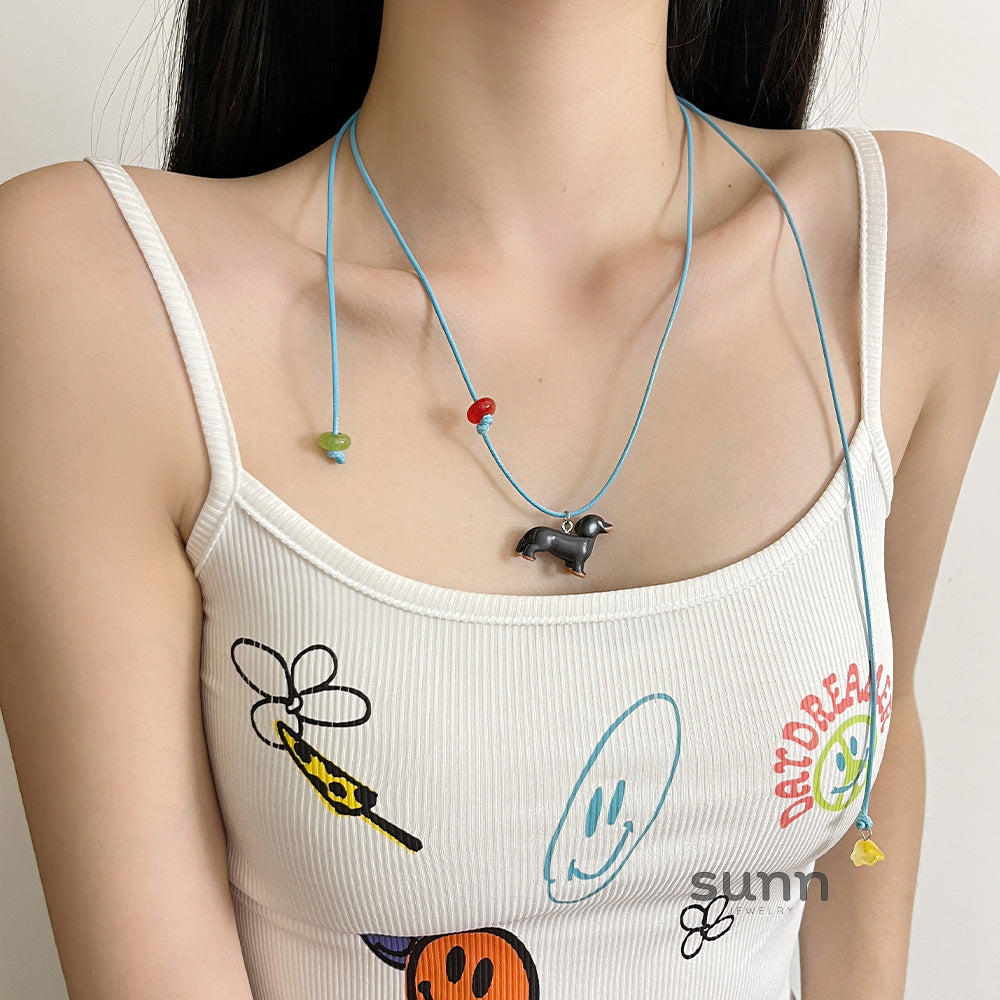 Keilyn Leather Puppy Necklace [PT6RX0MA]