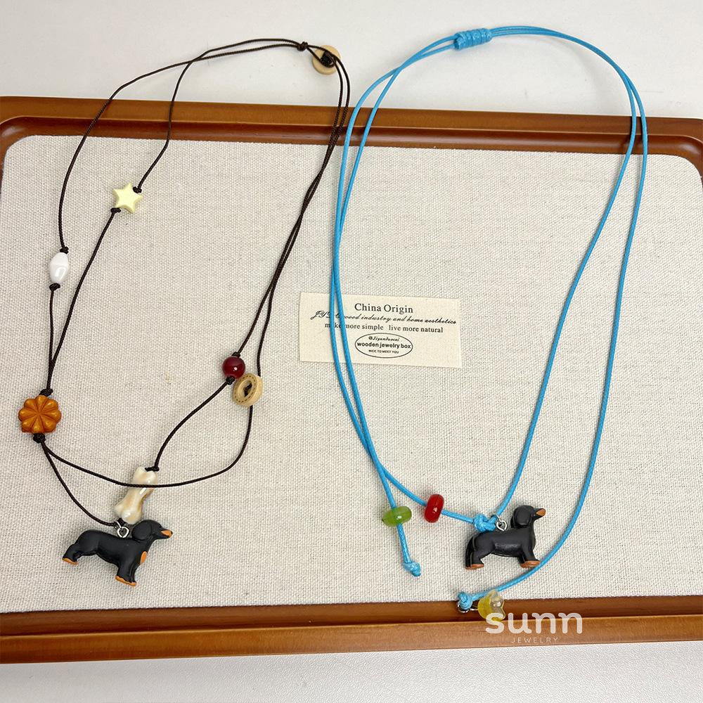 Keilyn Leather Puppy Necklace [I0YCPBXS]