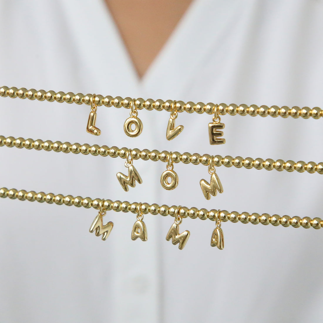 Kelani Beaded Letter Necklace [U20ASD9C]