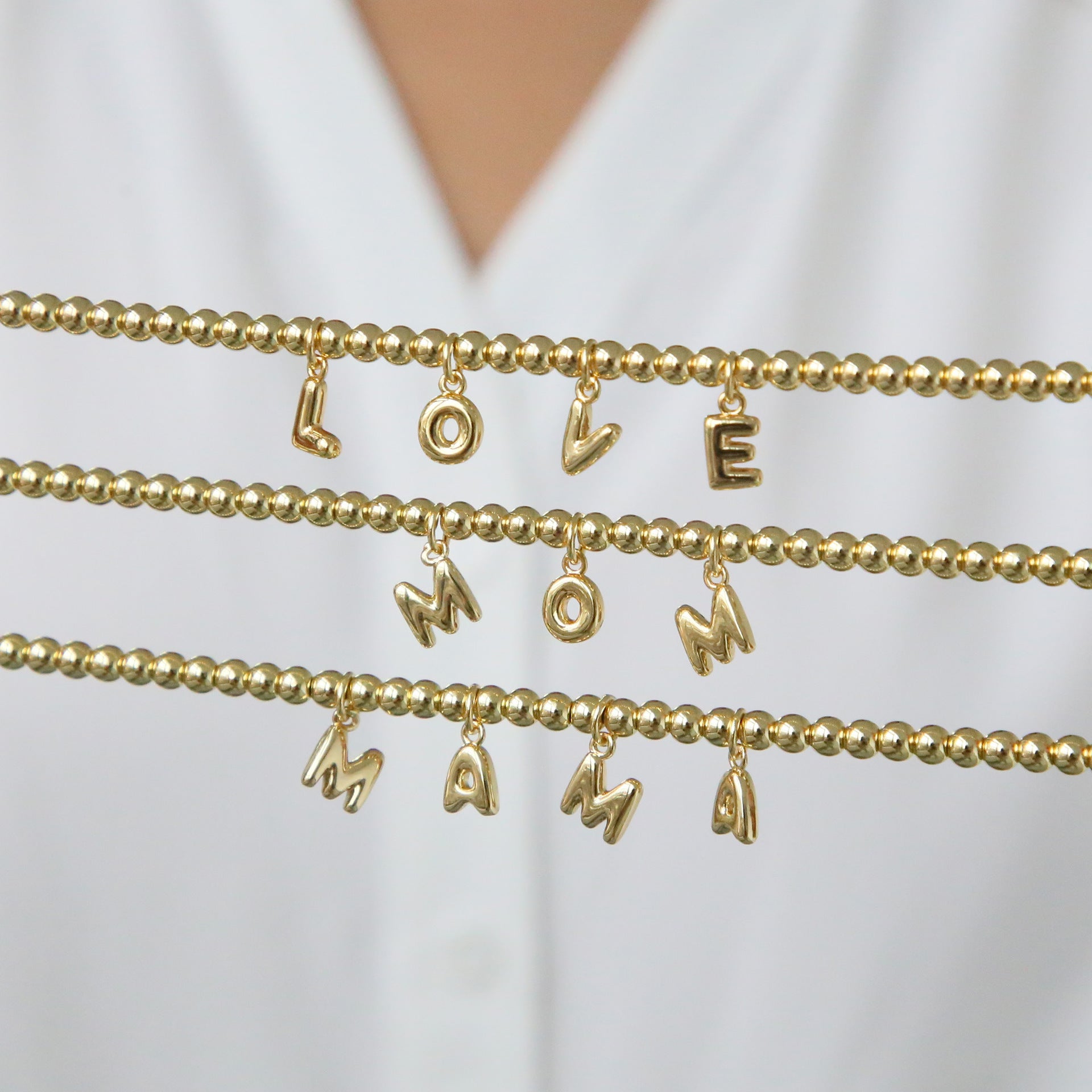 Kelani Beaded Letter Necklace [U20ASD9C]