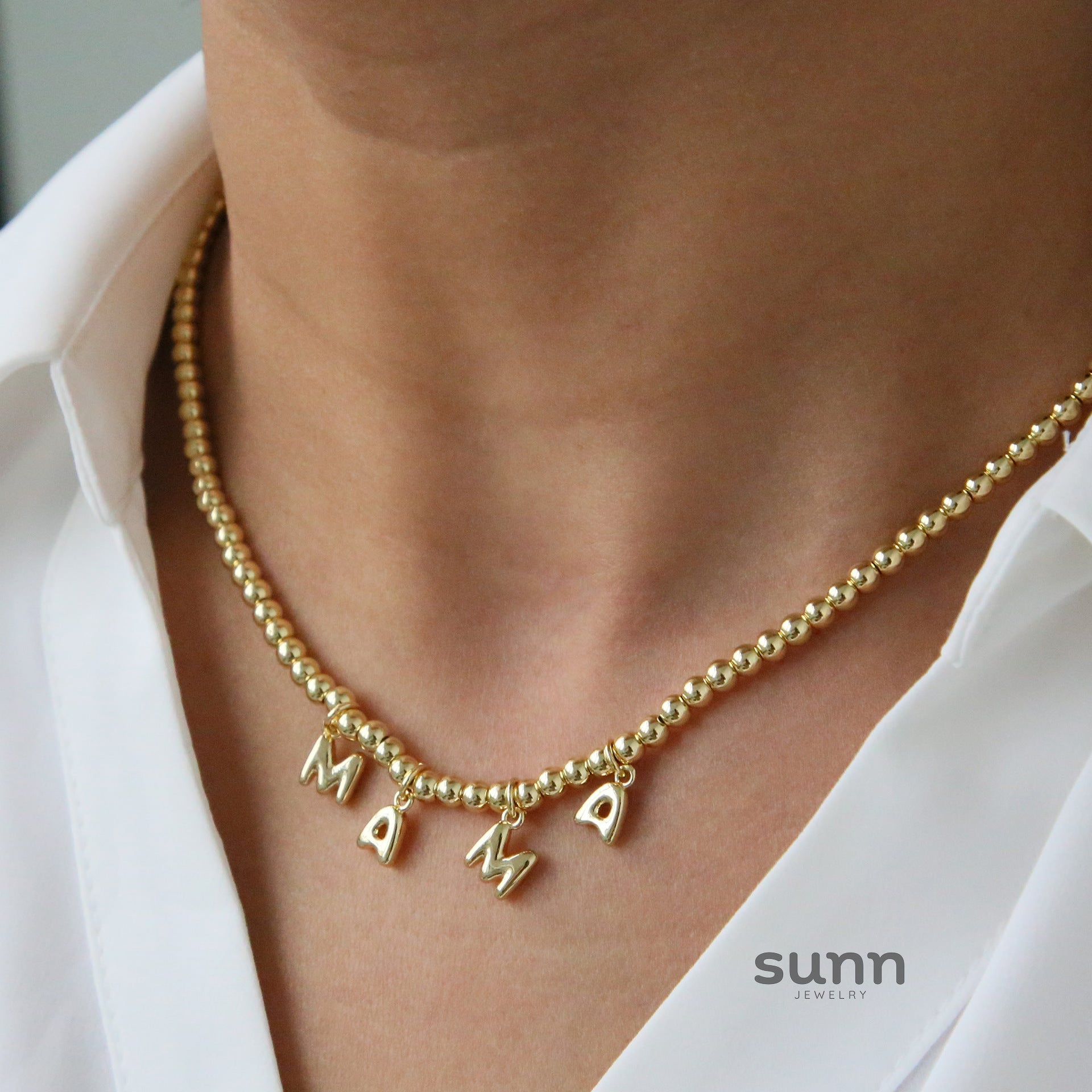 Kelani Beaded Letter Necklace [M9S9DATL]