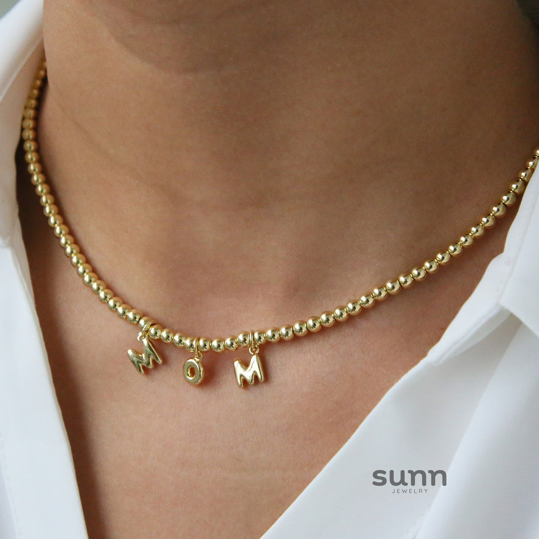 Kelani Beaded Letter Necklace [U20ASD9C]