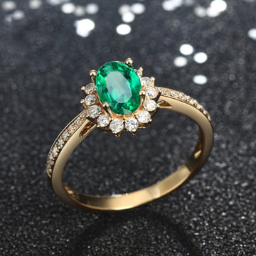 Kelcie Emerald Crystal Ring [SDVP0XAK]