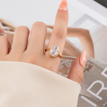 Kellyn Zircon Oval Statement Ring [4XZHYA20]
