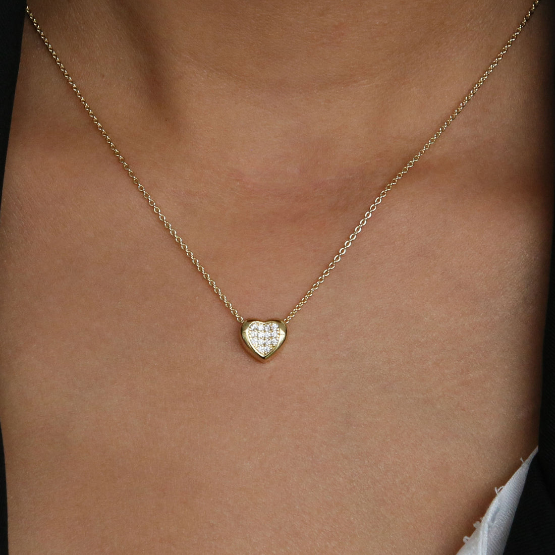 Kelsie Delicate Brass Heart Necklace [KOTQENFE]