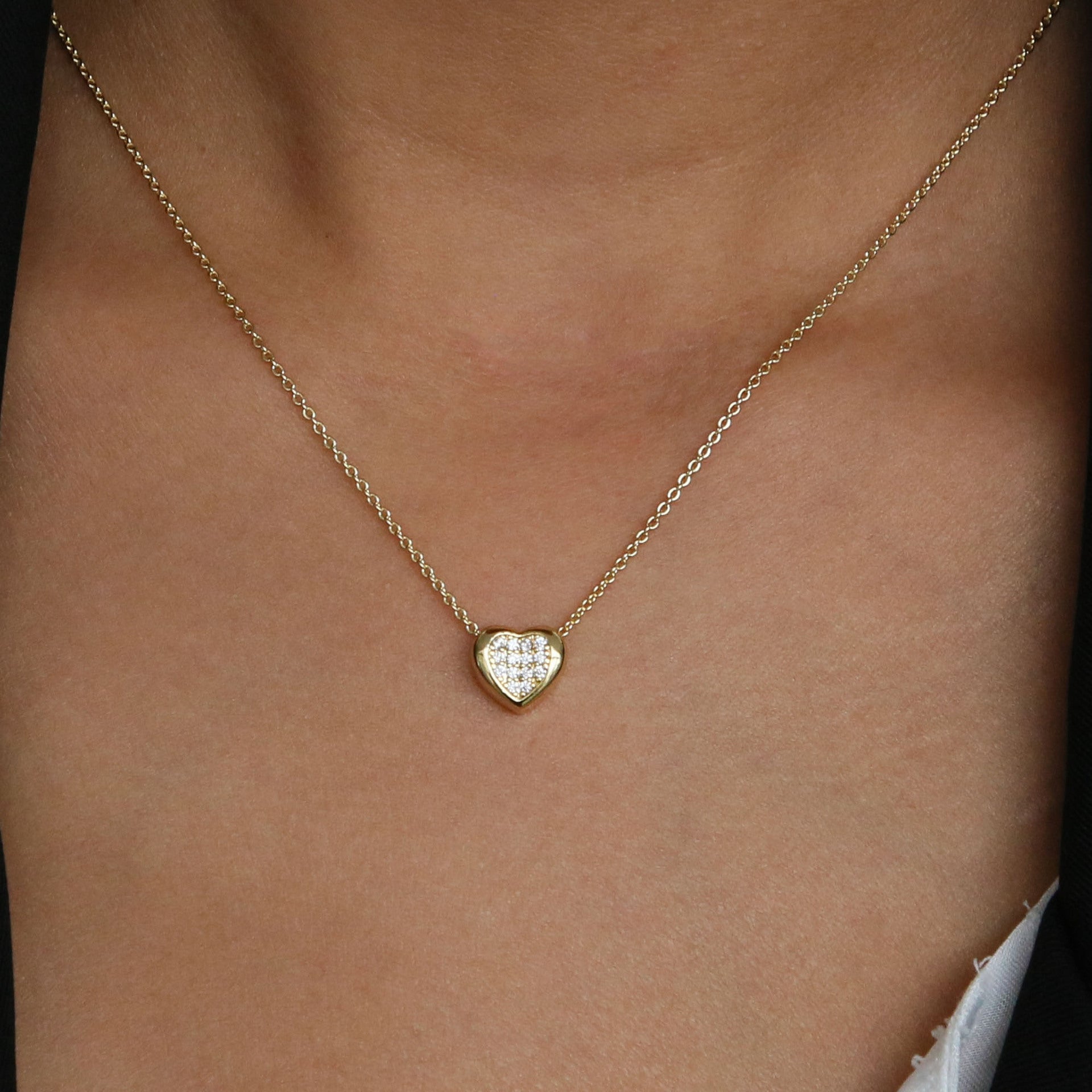 Kelsie Delicate Brass Heart Necklace [KOTQENFE]