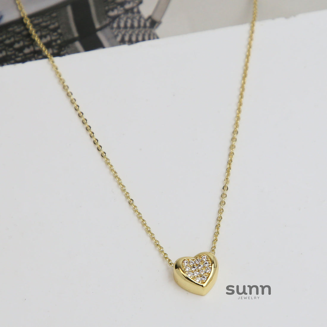 Kelsie Delicate Brass Heart Necklace [KOTQENFE]