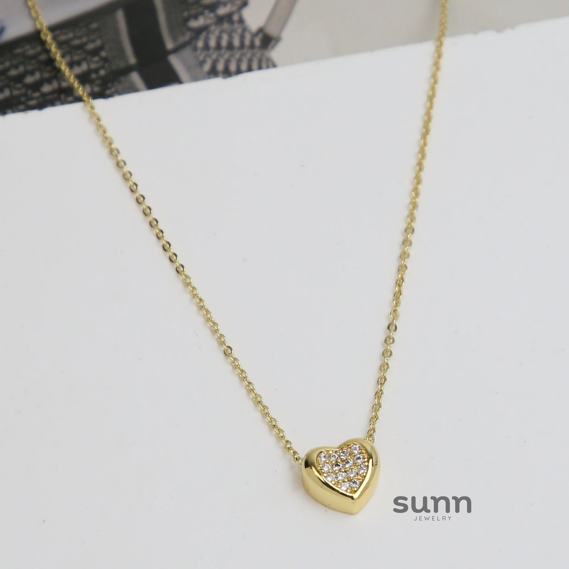 Kelsie Delicate Brass Heart Necklace [POI7Z812]