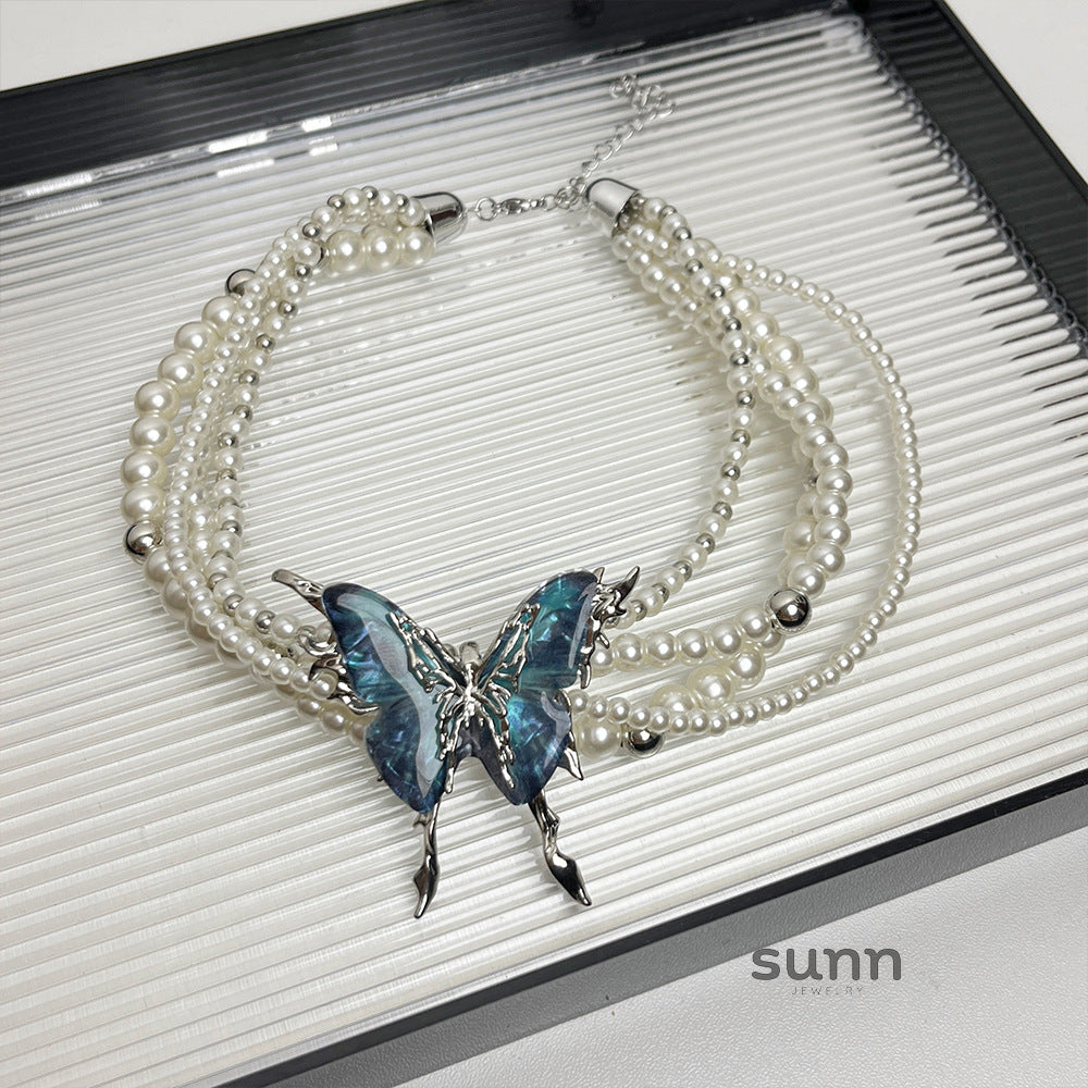 Kendyl Pearl Butterfly Choker [84949IWE]