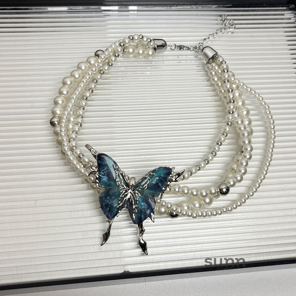 Kendyl Pearl Butterfly Choker [V9WT1D8E]
