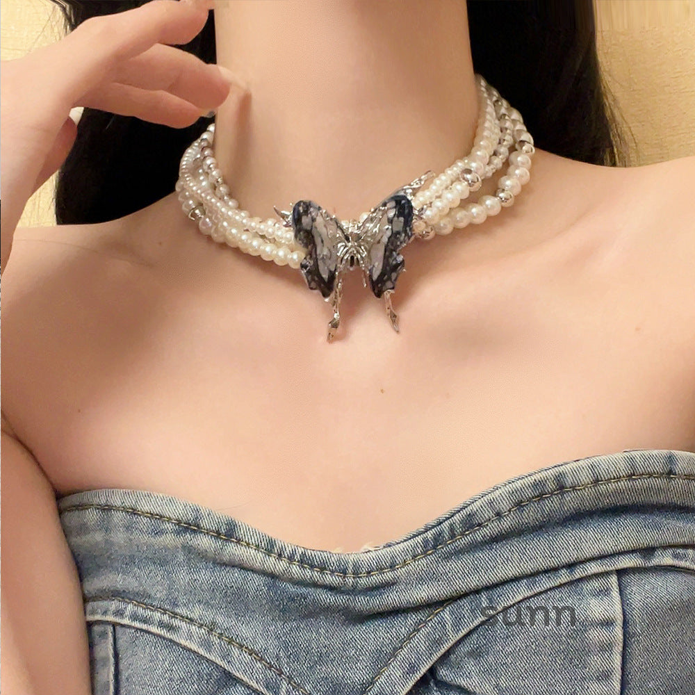 Kendyl Pearl Butterfly Choker [1G1DNJYQ]