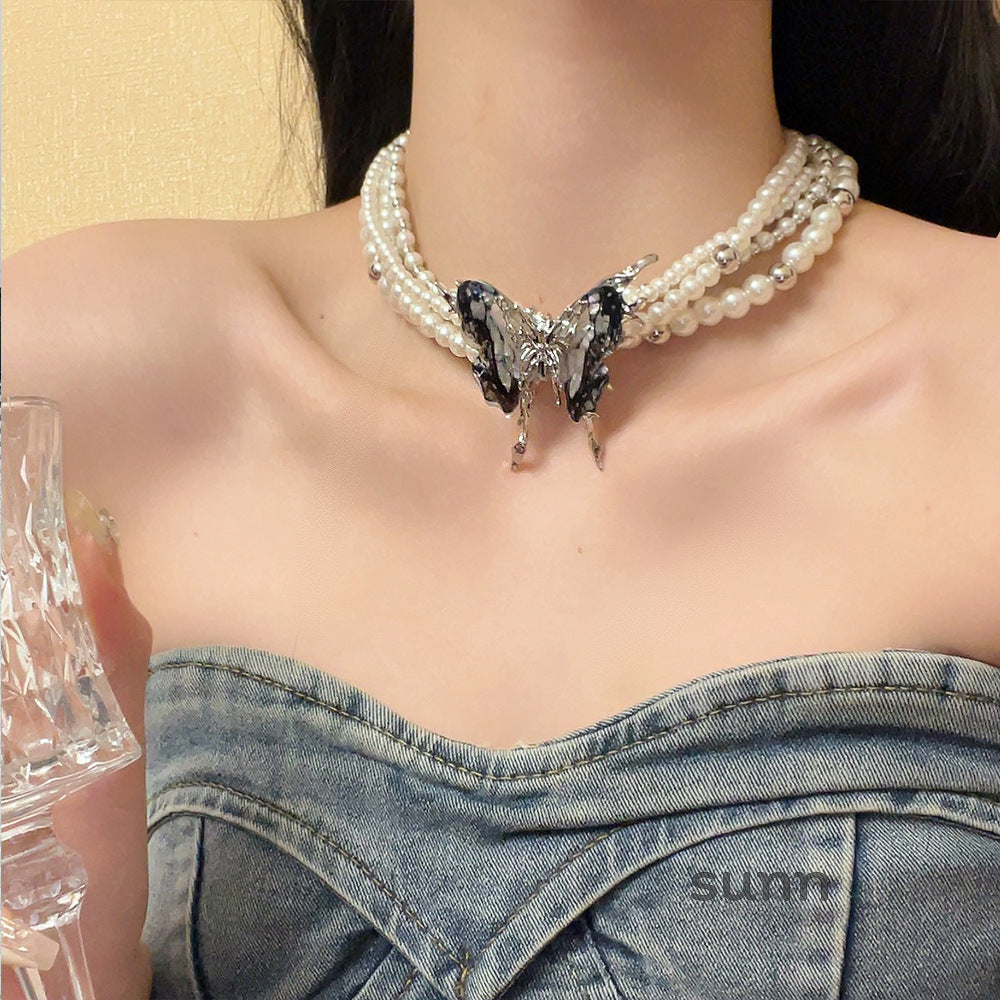 Kendyl Pearl Butterfly Choker [FHDSI6HF]