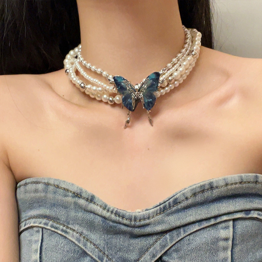 Kendyl Pearl Butterfly Choker [1G1DNJYQ]