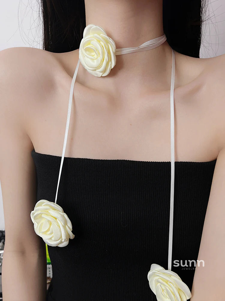 Kenley Fabric Rose Choker
