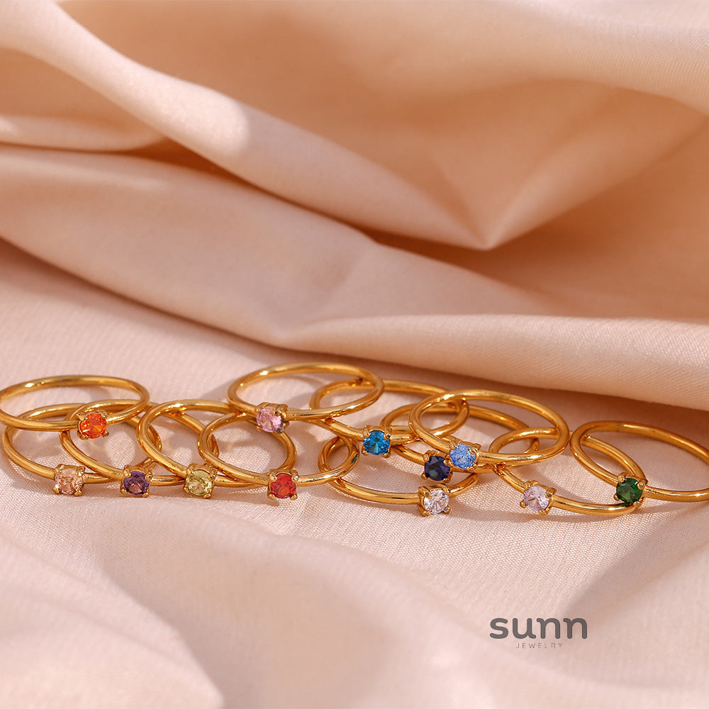 Kenzley Dainty Birthstone Ring [4EK69SNS]