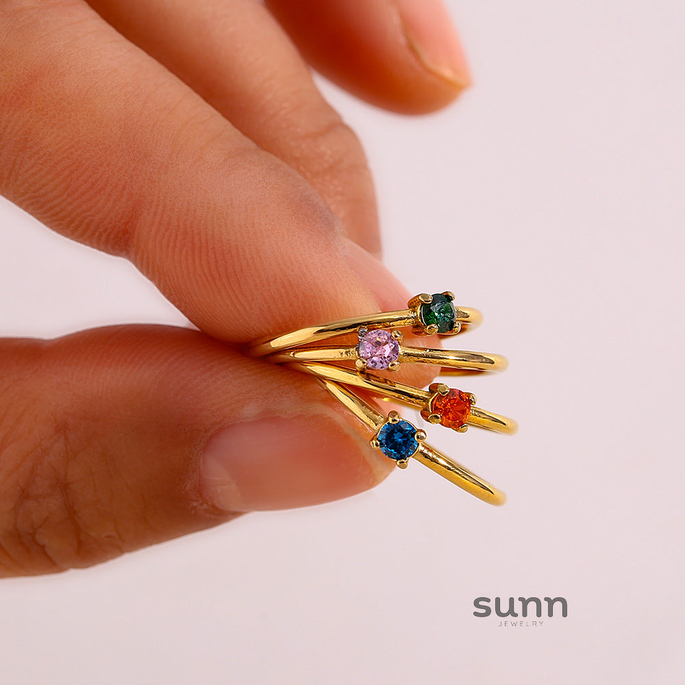 Kenzley Dainty Birthstone Ring [ZNXQL1DV]