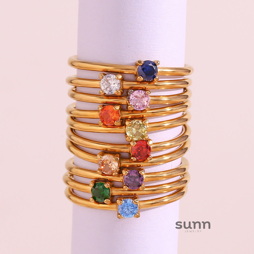 Kenzley Dainty Birthstone Ring [0JX2CXP8]