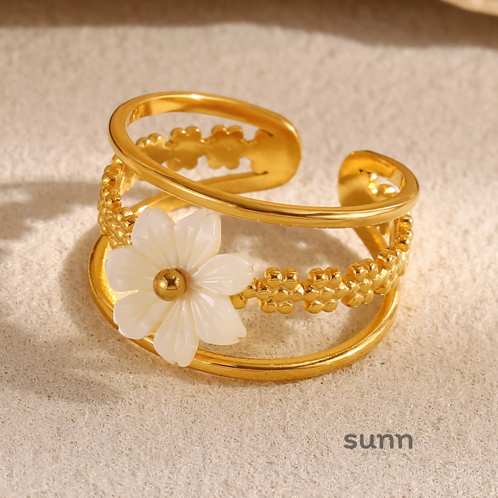 Keren Shell Flower Open Ring [HXUO7XY9]