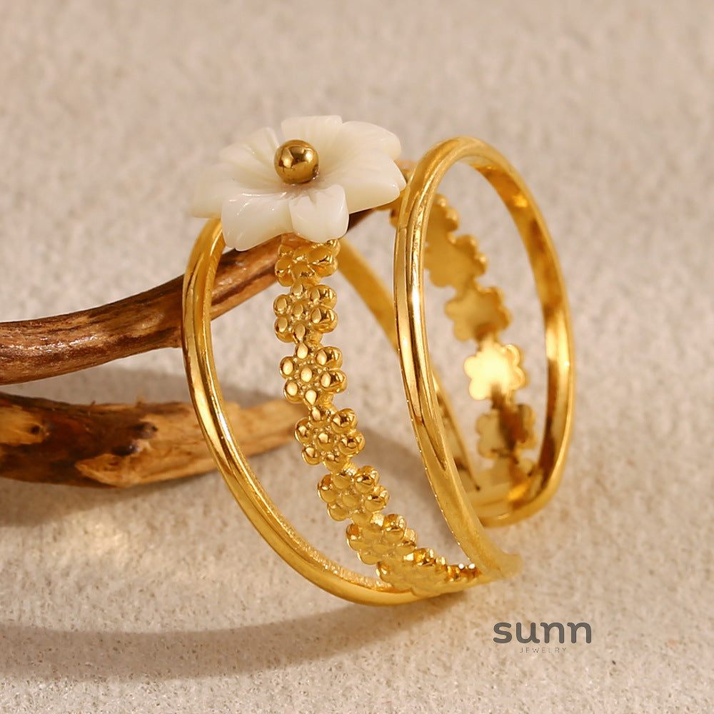 Keren Shell Flower Open Ring [GU86FQE4]