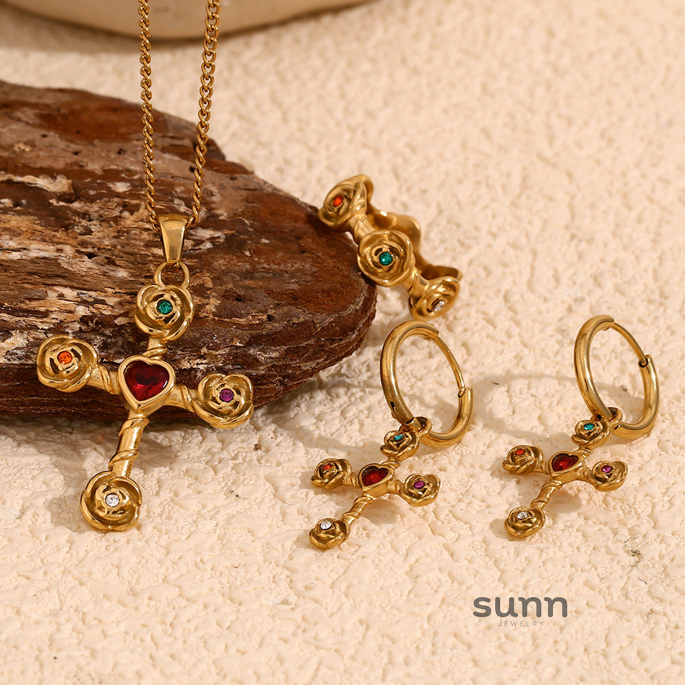 Keri Gilded Rose Cross Set [GIIY21M3]