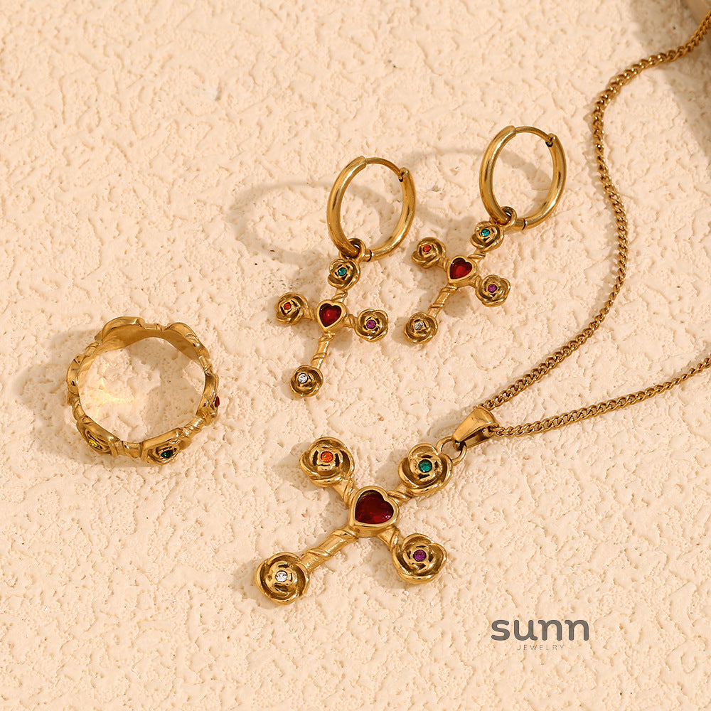 Keri Gilded Rose Cross Set [X5C92X93]