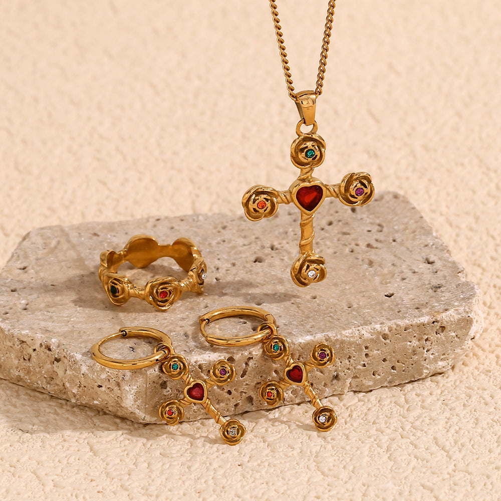 Keri Gilded Rose Cross Set [GIIY21M3]