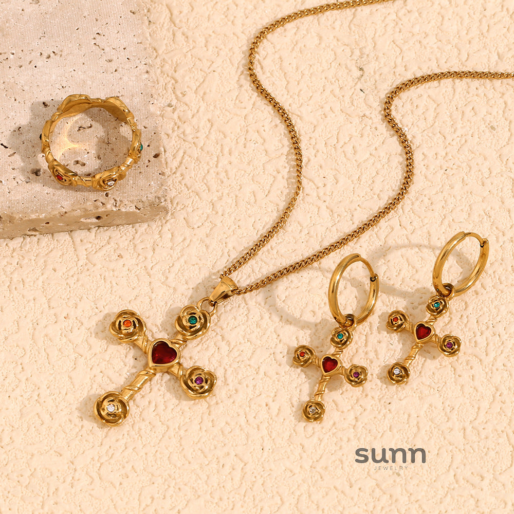 Keri Gilded Rose Cross Set [H85ZX84M]