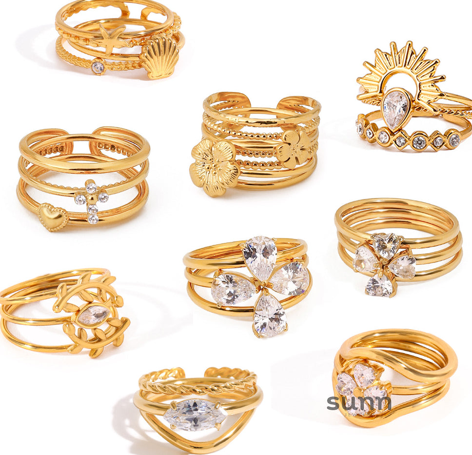Keya Sleek Stacking Rings [R1S687DN]