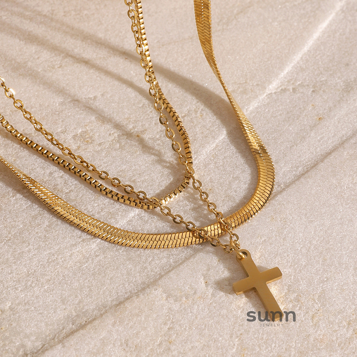 Khalani Stacked Cross Necklace [C6RFHQ4Q]