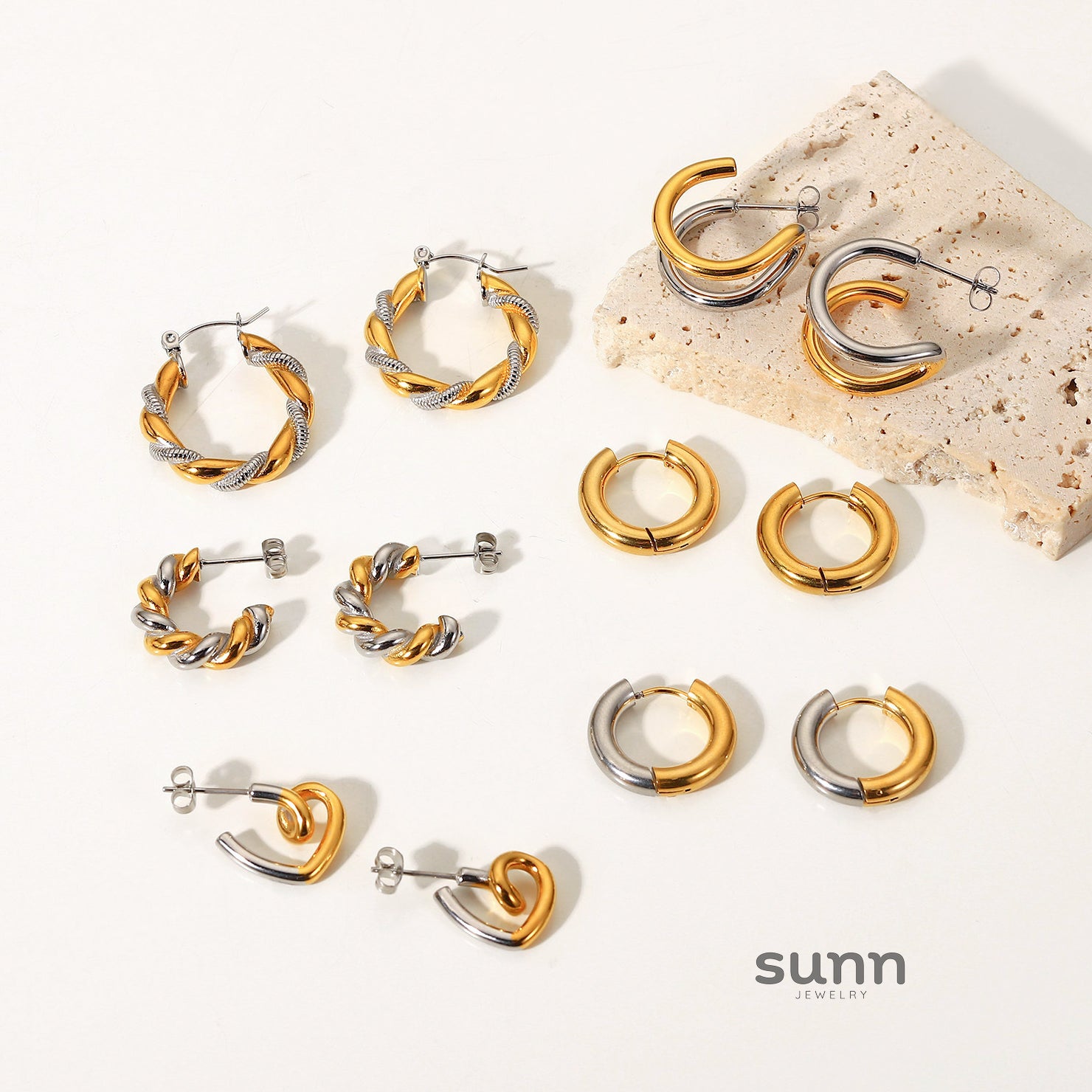 Khalia 18k Gold Plated Geometric Earrings [NB3YRAYZ]