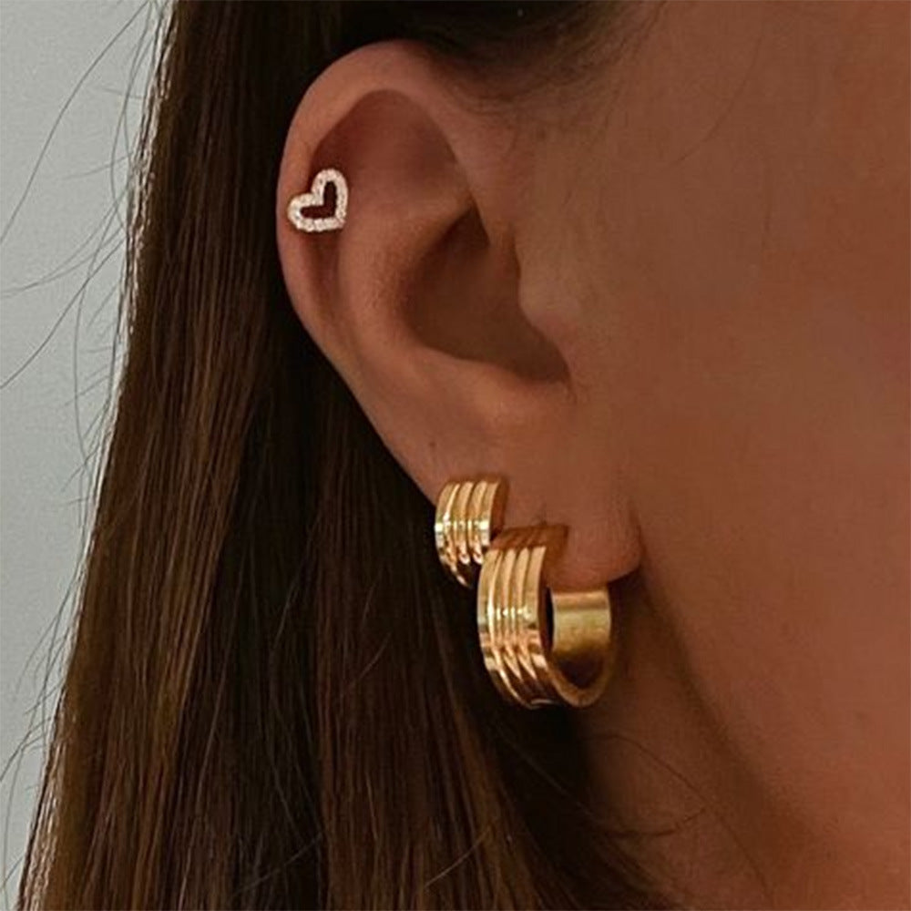 Khalia Ribbed Gold Hoop Earrings [V6V88JFX]