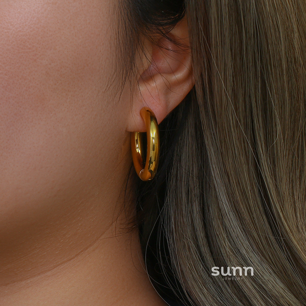 Khaliyah Thick Hoop Earrings [I696VT08]