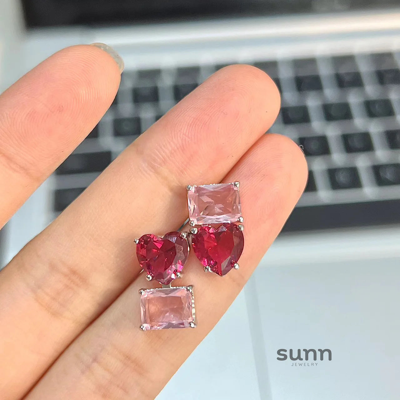 Kiernan Peach Heart Stud Earrings