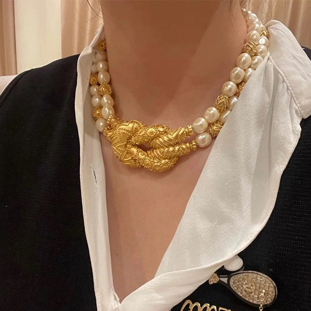 Kimberly Layered Pearl Knot Necklace