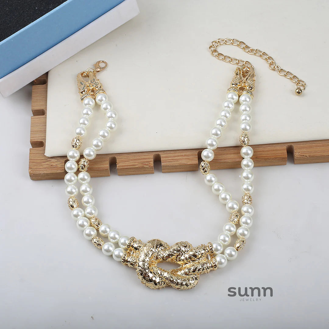 Kimberly Layered Pearl Knot Necklace