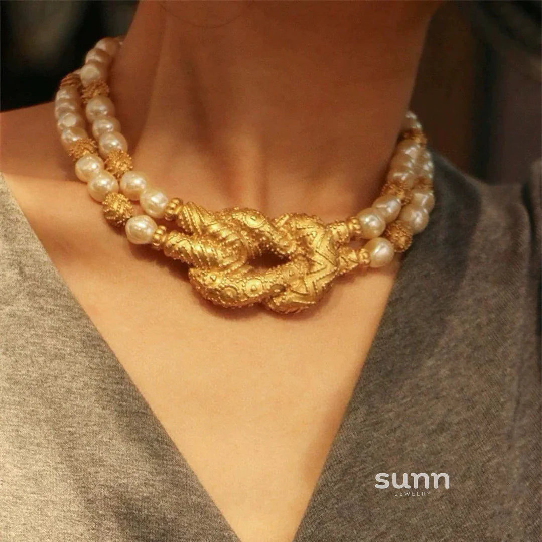 Kimberly Layered Pearl Knot Necklace