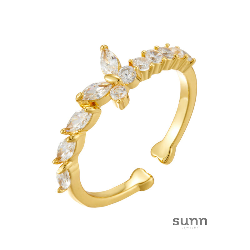 Kinsleigh Zircon Butterfly Ring [13QBDWAY]