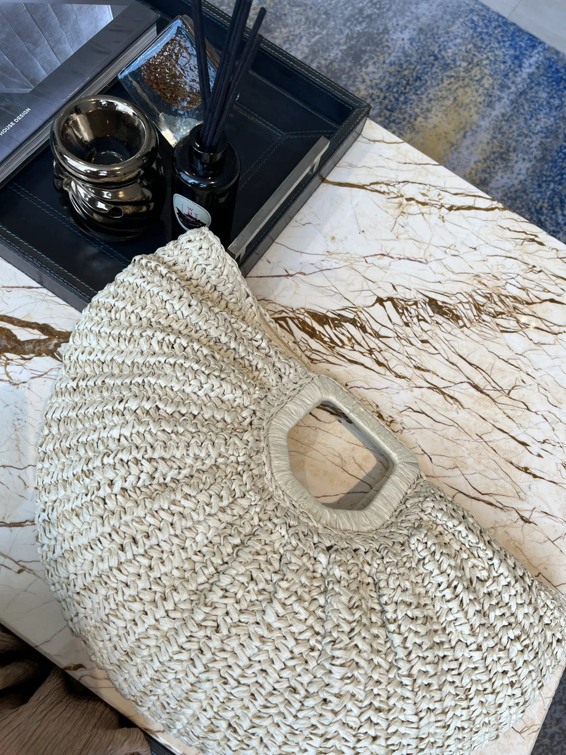 Kinzlee Woven Raffia Cloud Tote