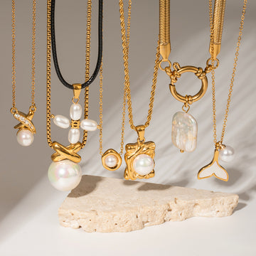 Kolbi Layered Pearl Cross Necklace [QG4Z77NF]