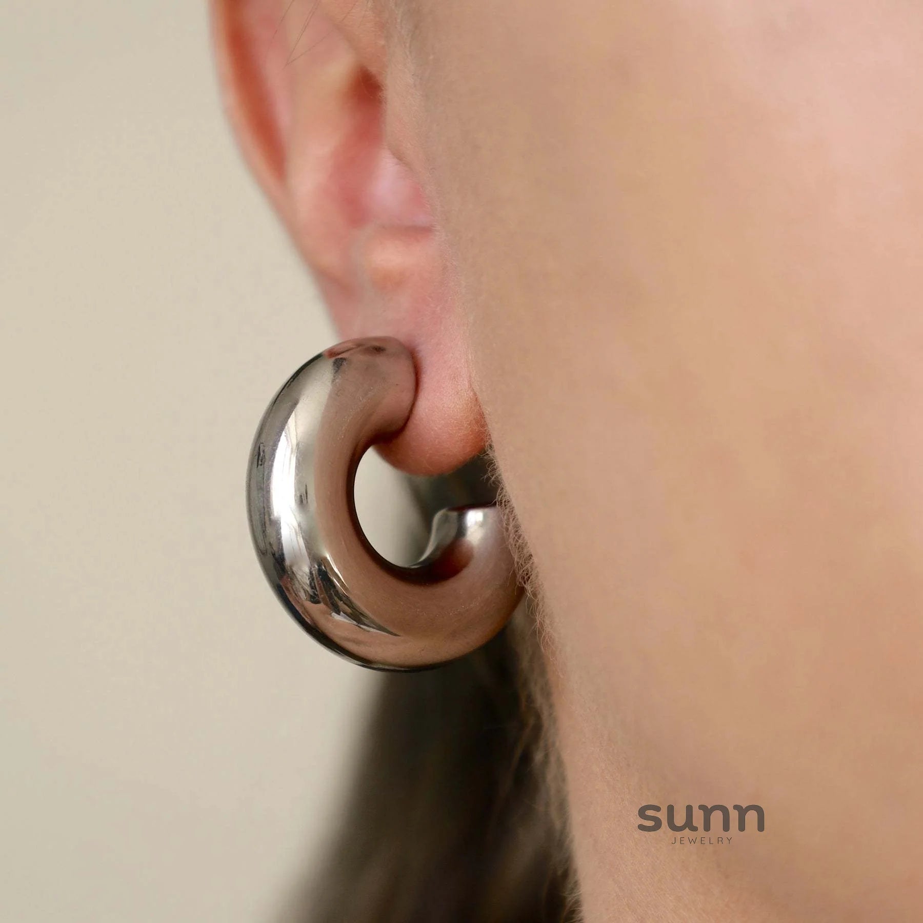 Kooper Polished Steel Hoop Earrings