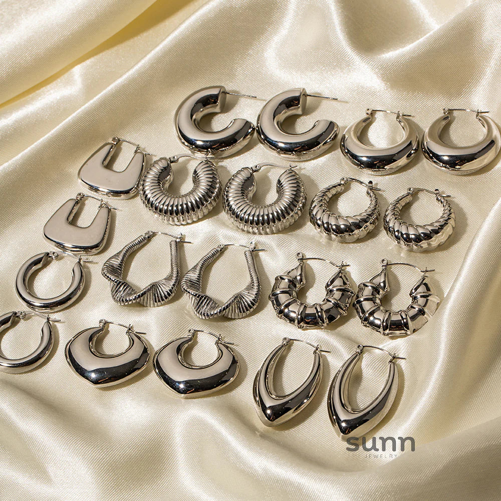 Kooper Polished Steel Hoop Earrings