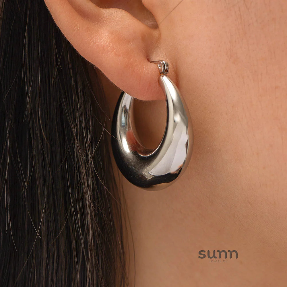 Kooper Polished Steel Hoop Earrings