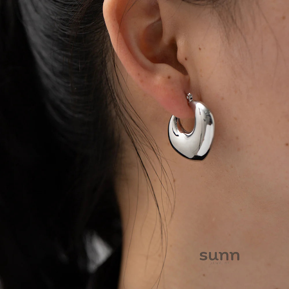 Kooper Polished Steel Hoop Earrings
