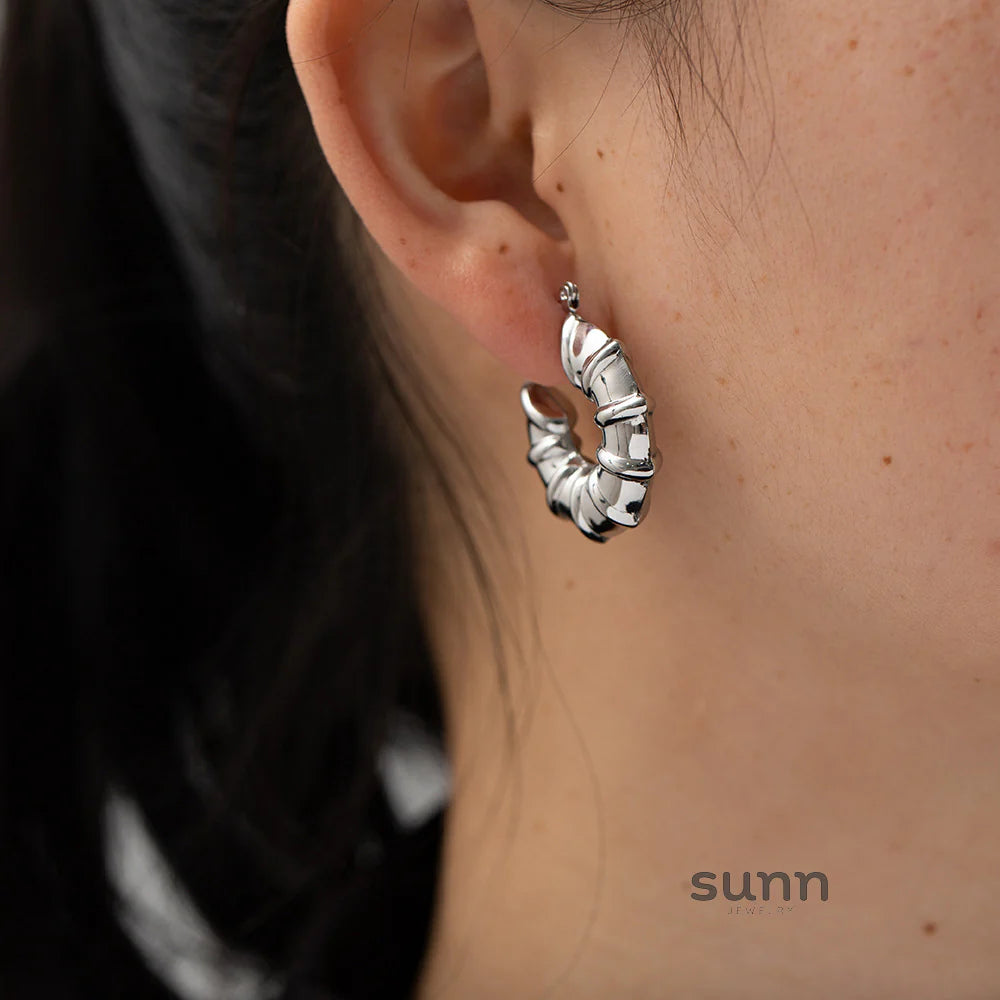 Kooper Polished Steel Hoop Earrings